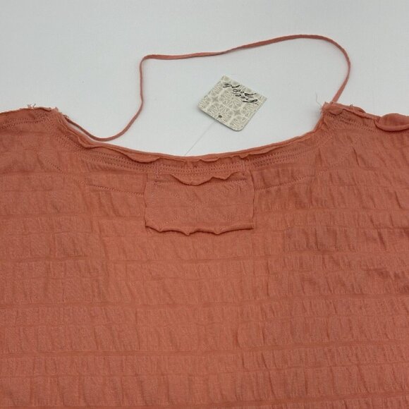 Free People Sugar Cube Women's Size Small Burnt Coral Pink V-Neck Ruched Top NWT - Picture 13 of 13